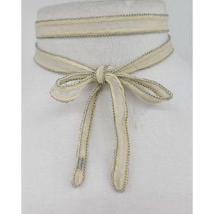 New Chan Luu Cream Chiffon Choker Necktie Scarf White Swan Wrap Necklace